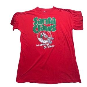 Club Bed Shirt Red‎ Santa Claws Cat Christmas T Shirt One Size Fits All